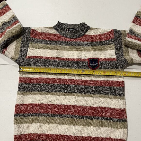 Pierre Carlo Italian Style Sweater Size M Wool Blend Knit Striped Red White Blue - Picture 6 of 9